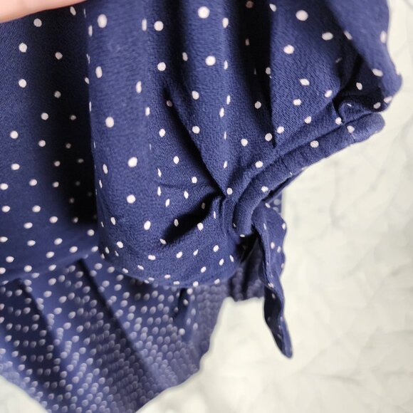 Maeve Navy Polkadot Tie Wrist Rita V-Neck Blouse - Picture 5 of 8